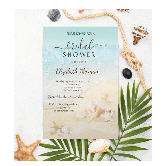 Invitation Fête de Mariage Thème Coquillages de Plage