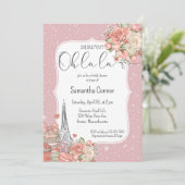 Invitation Fête de Mariage Thème Romantique Rose de Paris (Debout devant)