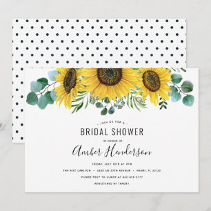 Invitation Fête de mariage Tournesol et Points
