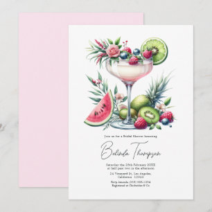 Invitation Fête de mariage tropical floral rose saumon cockta