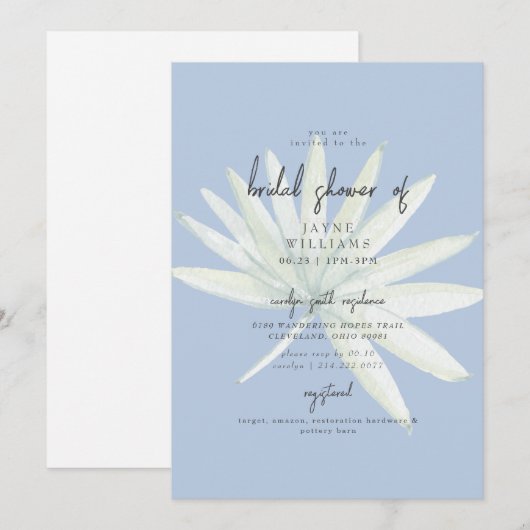 Invitation Fête de mariage Tropical Frond Menthe et Bleu (Devant / Derrière)
