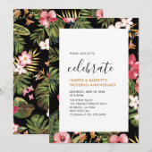 Invitation Fête de Mariage Tropical Moderne Anniversaire de M (Devant / Derrière)