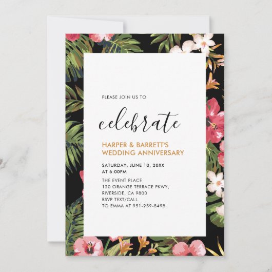 Invitation Fête de mariage tropical moderne pour anniversaire (Devant)