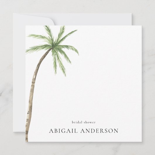 Invitation Fête de Mariage Tropical Palm Square (Devant)