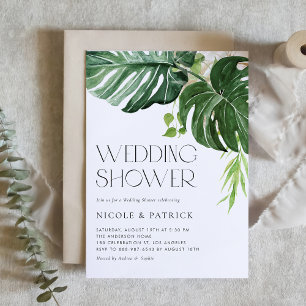 Invitation Fête de mariage tropicale aux feuilles de Monstera