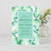 Invitation Fête de mariage tropicale Beachy White & Green aux (Debout devant)