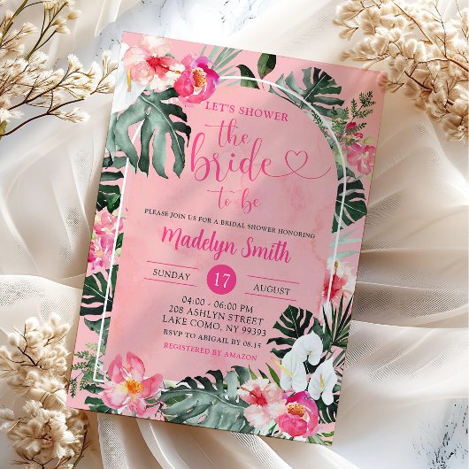Invitation Fête de mariage tropicale florale à l'hibiscus Lua