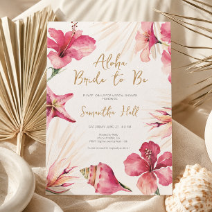 Invitation Fête de mariage tropicale rose Aloha Hibiscus