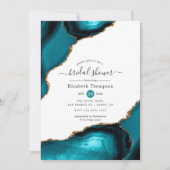 Invitation Fête de mariage turquoise et agate dorée (Devant)