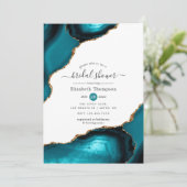 Invitation Fête de mariage turquoise et agate dorée (Debout devant)