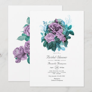 Invitation Fête de mariage turquoise et lavande florale