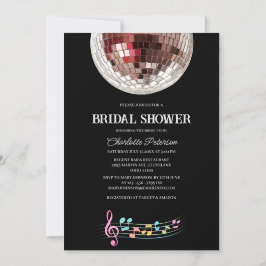 Invitation Fête de mariage unique rétro disco (Devant)