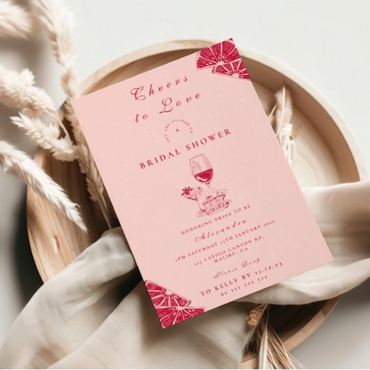 Invitation Fête de mariage vin rosé Citron