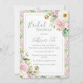 Invitation Fête de mariage vintage aux fleurs roses (Devant)