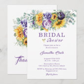 Invitation Fête de mariage violet et jaune  (Devant / Derrière)