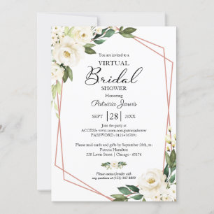 Invitation Fête de mariage virtuel florale géométrique avec v