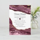 Invitation Fête de mariage virtuelle Burgundy et Agate dorée (Debout devant)