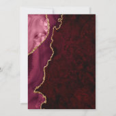 Invitation Fête de mariage virtuelle Burgundy et Agate dorée (Dos)