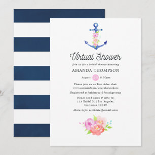 Invitation Fête de mariage virtuelle sur le thème nautique aq