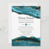 Invitation Fête de mariage virtuelle Turquoise et Agate dorée (Devant)