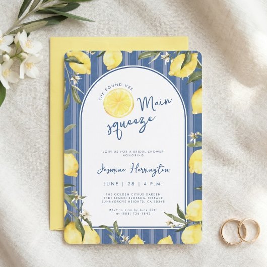 Invitation Fête de mariage Watercolor Lemon Main Squeeze