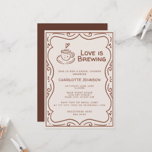 Invitation Fête de mariage Whimsical Brown Love Is Brewing