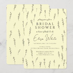 Invitation Fête de Mariée aux Fleurs Sauvages Dispersées et D