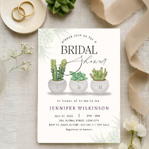 Invitation Fête de Mariée avec une végétation succulente