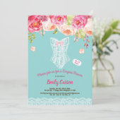 Invitation Fête de mariée en dentelle turquoise (Debout devant)