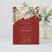 Invitation Fête de Mariée Rose Peinte Florale Bourgogne (Debout devant)