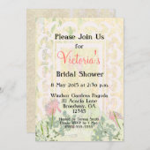 Invitation Fête de mariée victorienne tropicale sur mesure - (Devant / Derrière)