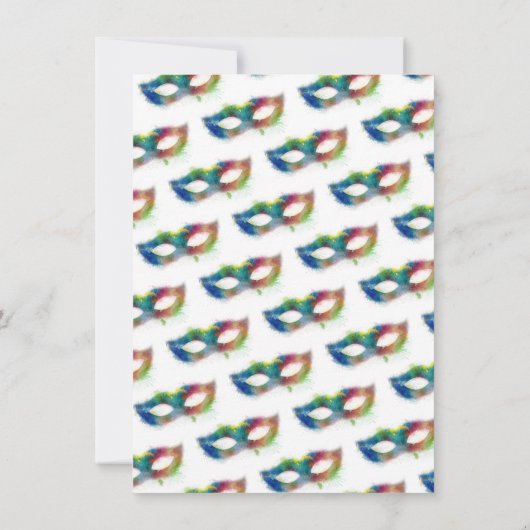 Invitation Fête de Mascarade Aquarelle Arc-en-ciel Mardi Gras (Dos)