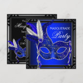 Invitation Fête de Mascarade au Bleu de la Royal Navy (Devant / Derrière)