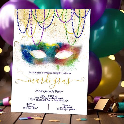 Invitation Fête de Mascarade au Carnaval de Mardi Gras sous u