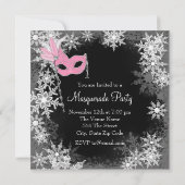 Invitation Fête de Mascarade au Flocon de Neige Rose (Dos)