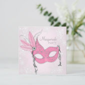 Invitation Fête de Mascarade au Flocon de Neige Rose (Debout devant)