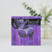 Invitation Fête de Mascarade aux Plumes de Paon Violet (Debout devant)