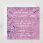 Invitation Fête de Mascarade Bleu Royal Rose Violet (Dos)