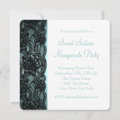 Invitation Fête de Mascarade Bleu Turquoise (Dos)