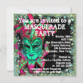 Invitation Fête de Mascarade Citron Vert Pastèque Rose Chaud (Dos)