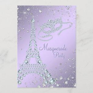 Invitation Fête de Mascarade Élégante à Paris Violet Lilas
