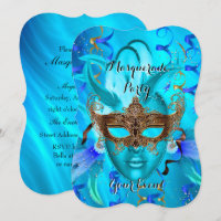 Fête de Mascarade Masquée au Masque Doré et Turquo