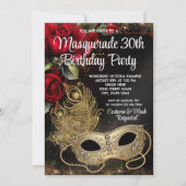 Invitation Fête de Mascarade Or Rouge (Devant)