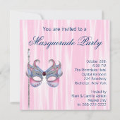 Invitation Fête de Mascarade Rose Bleu (Dos)