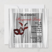 Invitation Fête de Mascarade Rouge Noir Blanc (Dos)