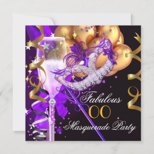 Invitation Fête de Mascarade Violet Or Noir Fantastique 2