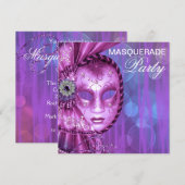 Invitation Fête de Mascarade Violette (Devant / Derrière)