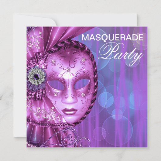Invitation Fête de Mascarade Violette (Devant)