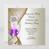 Invitation Fête de Mascarade Violette Dorée Crème et Noire Fa (Dos)