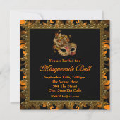 Invitation Fête de masque d'Halloween orange noir (Dos)